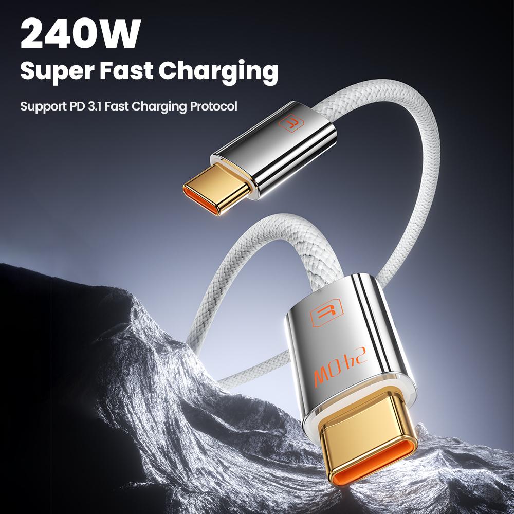 TOOCKI TX110C4 2m 240W Mini Zinc Alloy USB-C To USB-C Cable 480Mbps Data Transfer Cable with Smart Chip for Laptop Phone Tablet