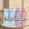 1PC Chaos Bold Letter Typography 750ml Color Plastic Sports Water Bottle Leakproof Flip Straw Lid Suitable for Sports Office Home Use