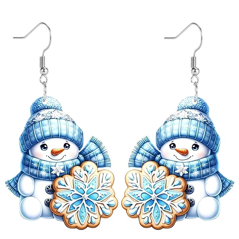 

Розовые серьги-гвоздики с пайетками и акриловым мультяшным снеговиком, женские украшения, подарки, подходят для вечеринок и торжеств синий