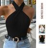 2026 Summer V-neck Crossover Button Vest T-shirt for Women