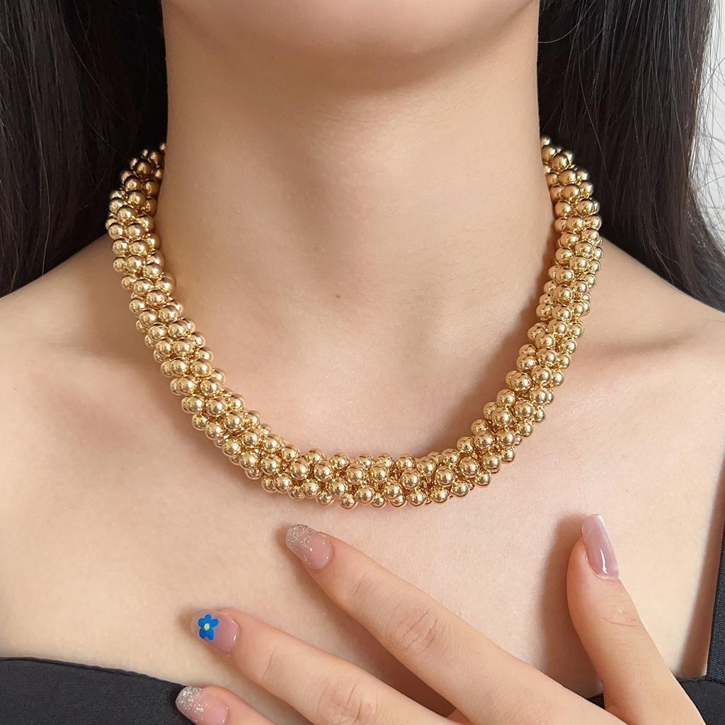 Hip Hop Punk Style Personality ins Simple Trend Geometric Gold Round Sphere Ladies Niche Clavicle Chain