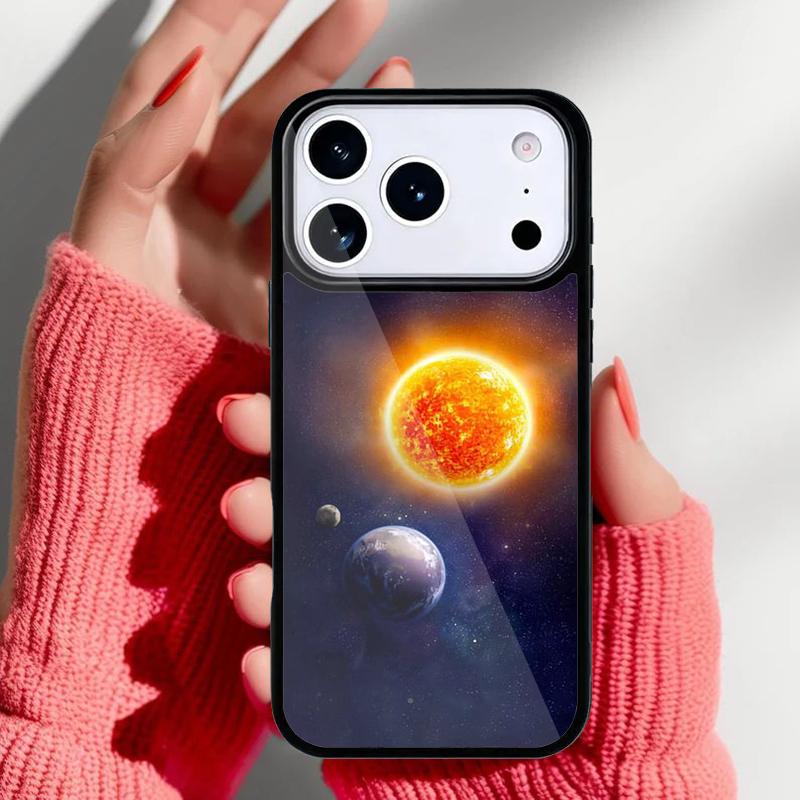 Earth Moon Sun Planet Phone Case for iPhone 17 16 15 14 13 Pro Max Back Cover for 12 11 Pro Coque