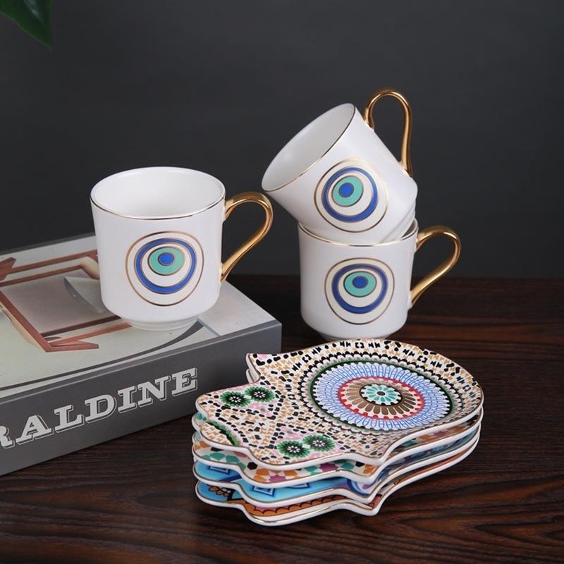 Nordisches Keramik-Set für Türkischen Kaffee & Tee mit Untertassen