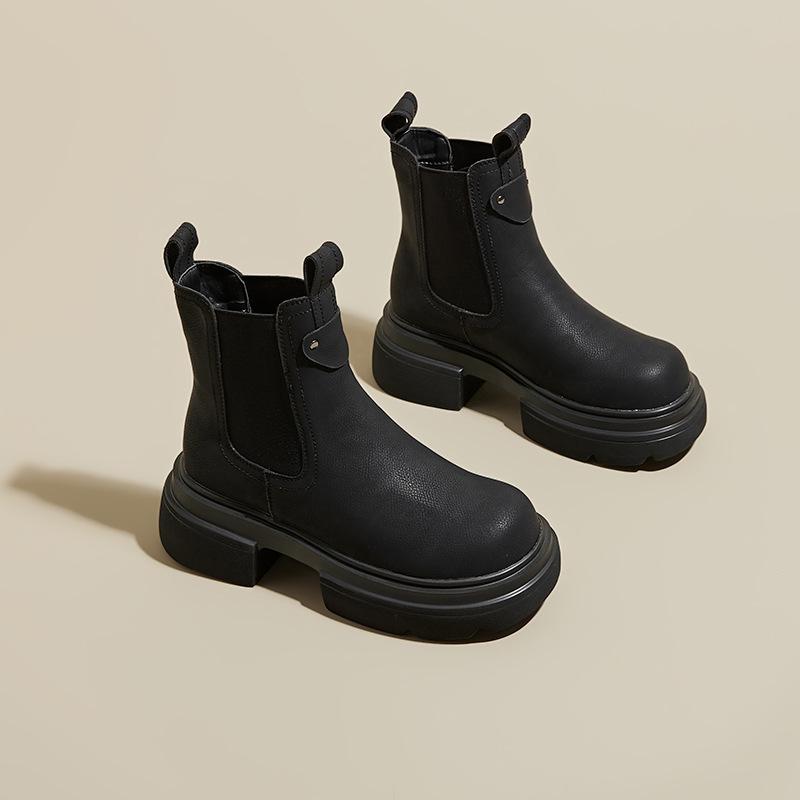 

Women s Chelsea Boots 2025 - New British Style Martin Boots, Thick-Sole, Genuine Leather, Height-Increasing, for Autumn & Winter 33
