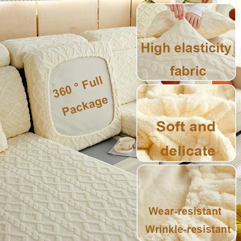 Winter Thick Plush Sofa Cover All Inclusive Anti Slip Detachable Washable Sofa Cover High Elasticity Furniture Protective Cover