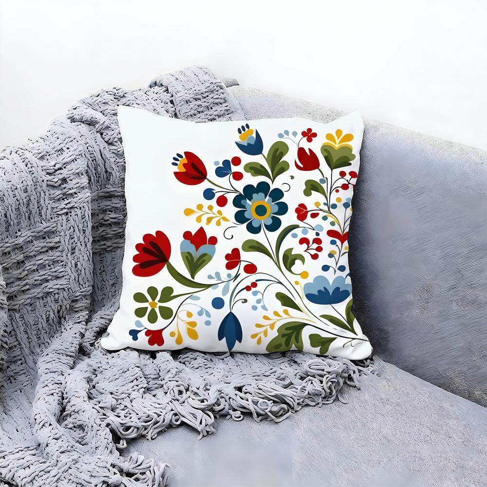 Beautiful Scandinavian Floral Print Cushion Cover Comfort Reversible Pillow Cove In One Design For Any Room & Car Interior