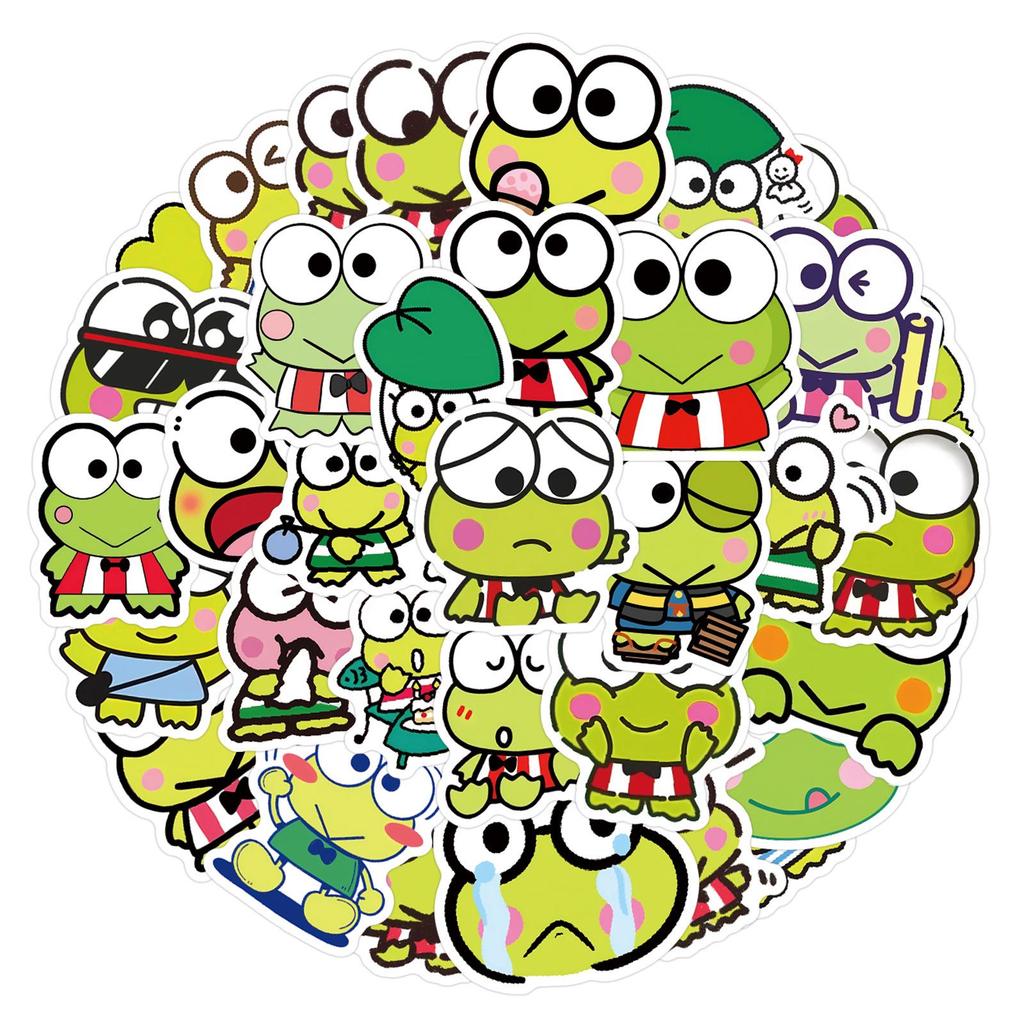 60 Cartoon Sanrio Keroppi Stickers: Waterproof Decorative Stickers for Journals, Water Bottles, and Computers