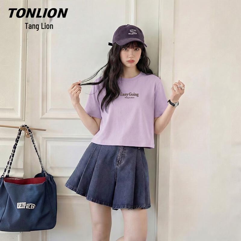 

TonLion Women s Pure Cotton Short Sleeve Letter Print T-Shirt XL