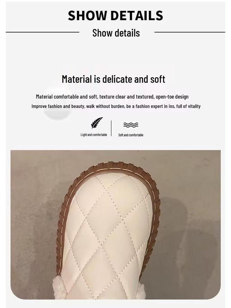 Women's Waterproof Fleece-Lined Winter Shoes - Non-Slip, Thick-Soled Cotton Footwear