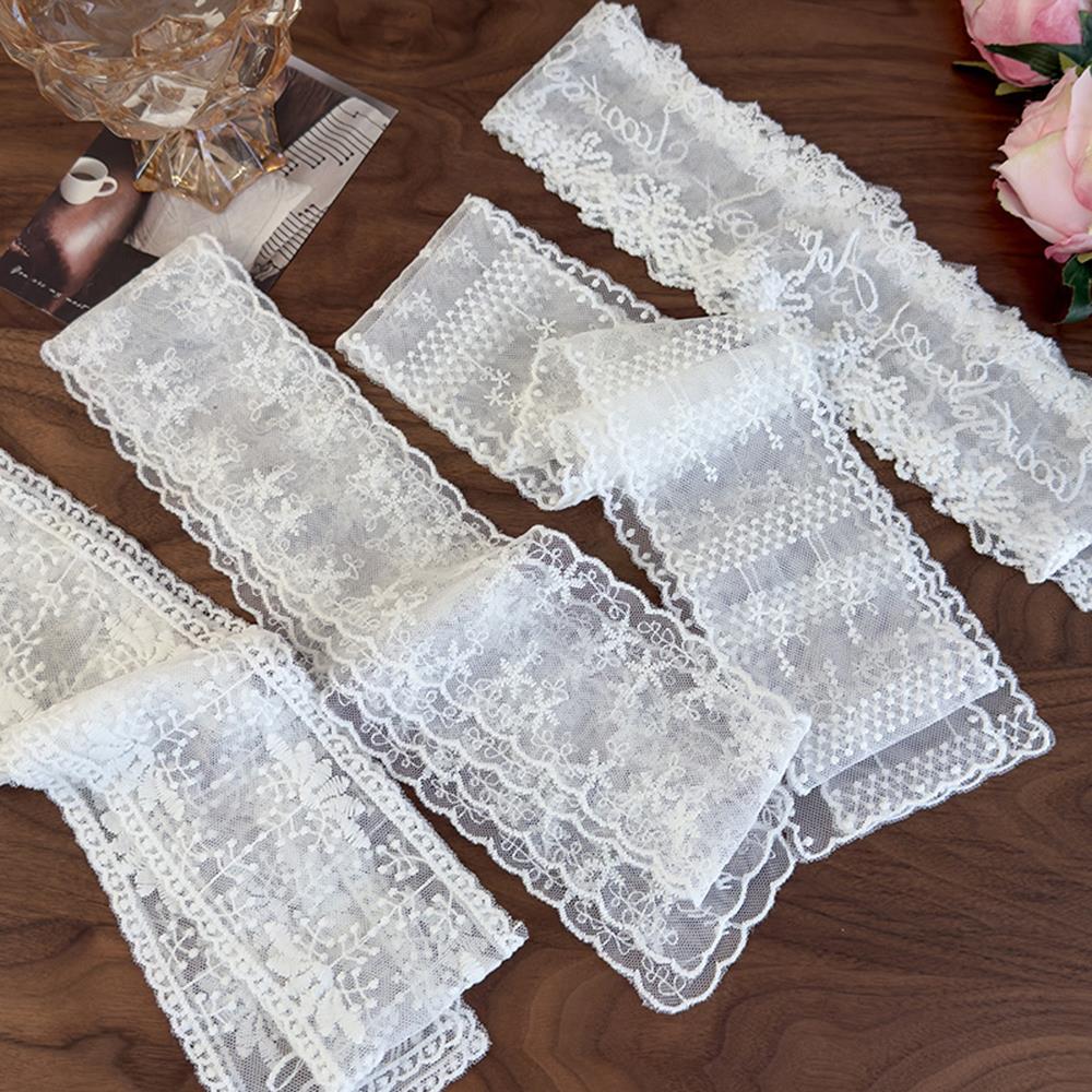 130cm Long Women Lace Floral Scarf Y2k Lace Ribbon Neck Scarves Embroidered Ladies Neck Headbands Sweet Skinny Neckerchief
