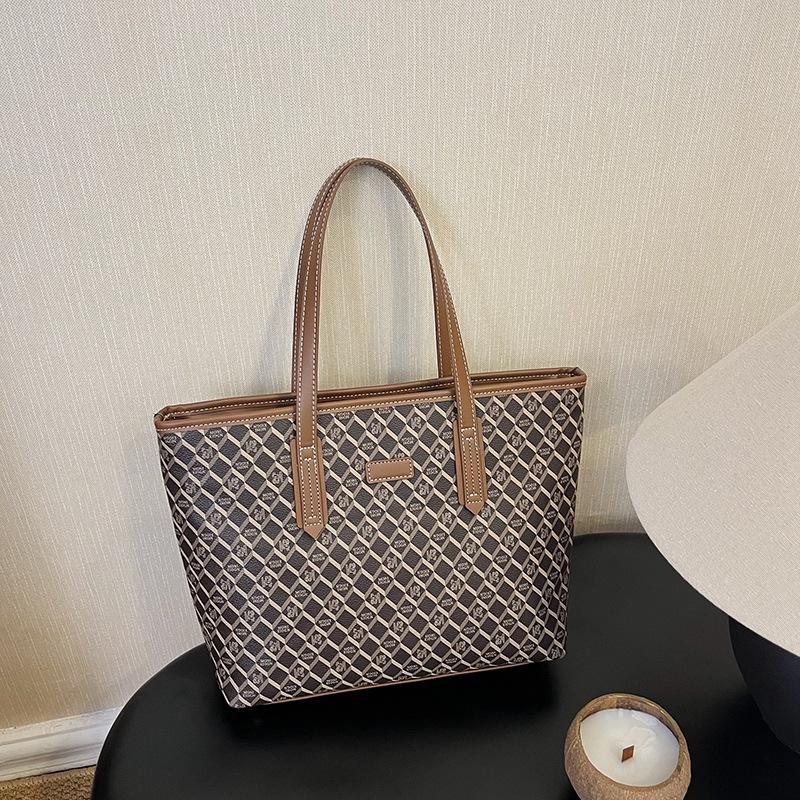 Bolso Tote de Alta Gama para Mujer con Estampado de Diamantes: Bolso de Hombro y Mano de Gran Capacidad Ligero de Lujo Tendencia 2025