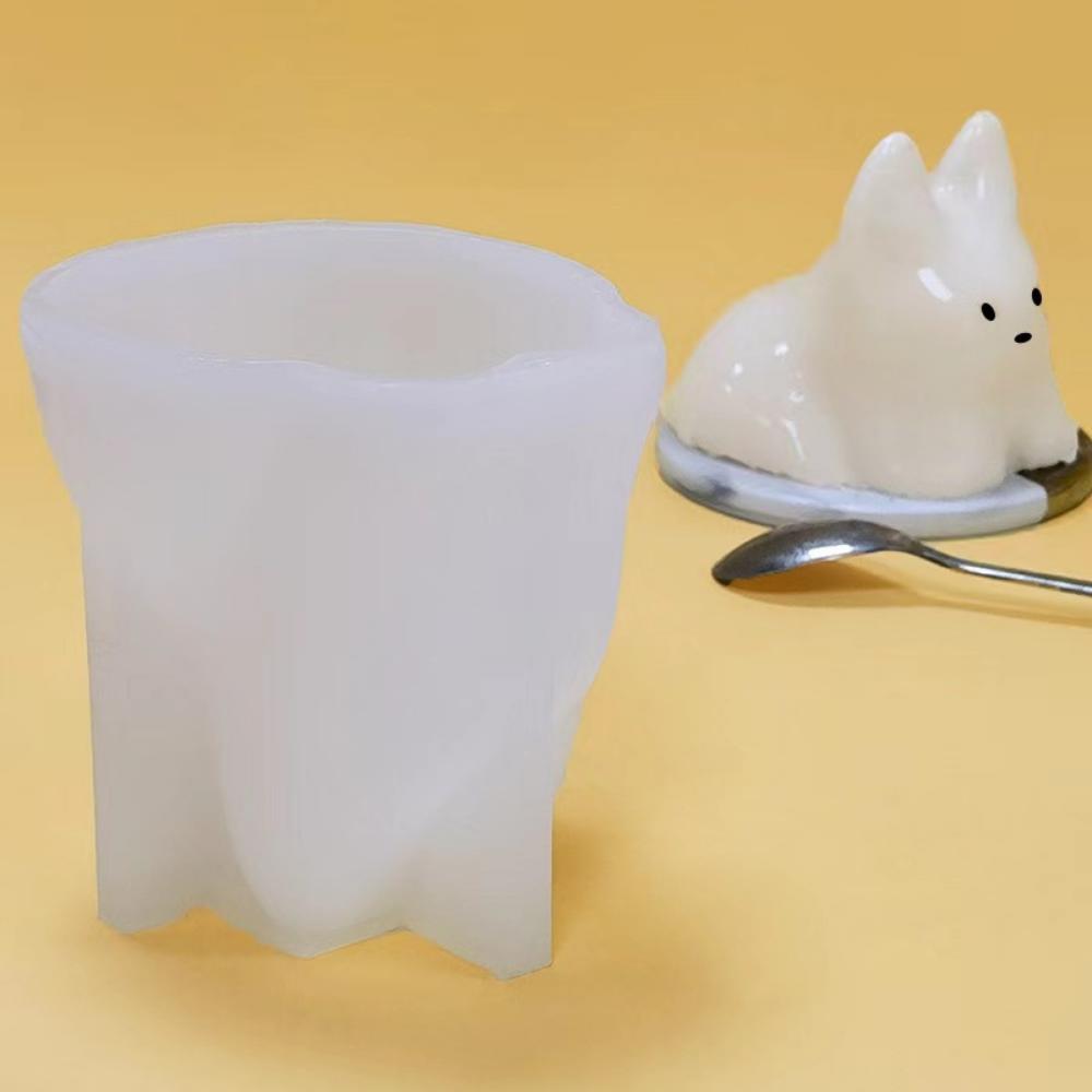 Molde de silicone para creme de gato, molde de gelatina de bolo, lindo, branco, fresco, gelo em pó