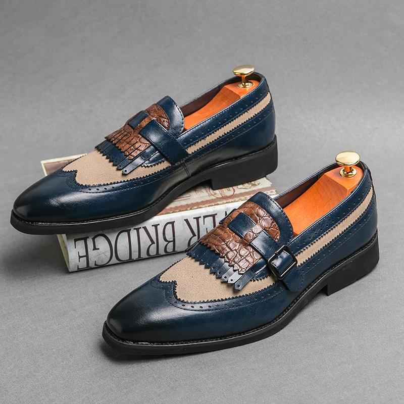 Trendy Men's Loafers Spliced with Fashionable Business Men Casual Shoes Man Low Top Shoes Pointed Versatile Shoes for Men