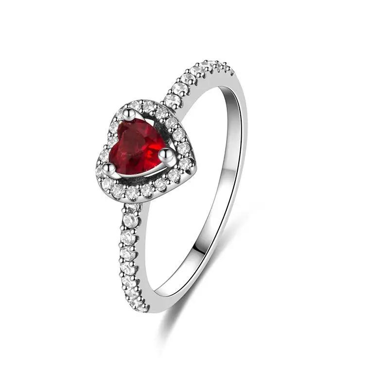 

925 Silver Ring Colorful Heart Zircon 6 7 8 9 Size For Women Valentine s Birthday Gift DIY Jewelry 6