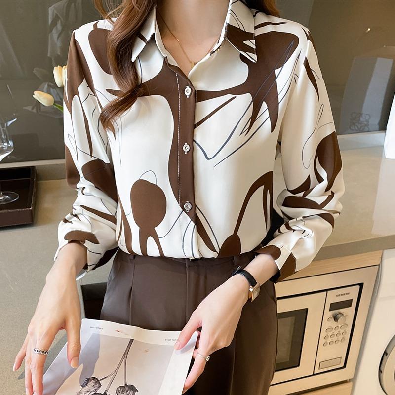 New Spring Women Blouse Fashion Office Ladies Printed Shirts Tops Blusa Mujer