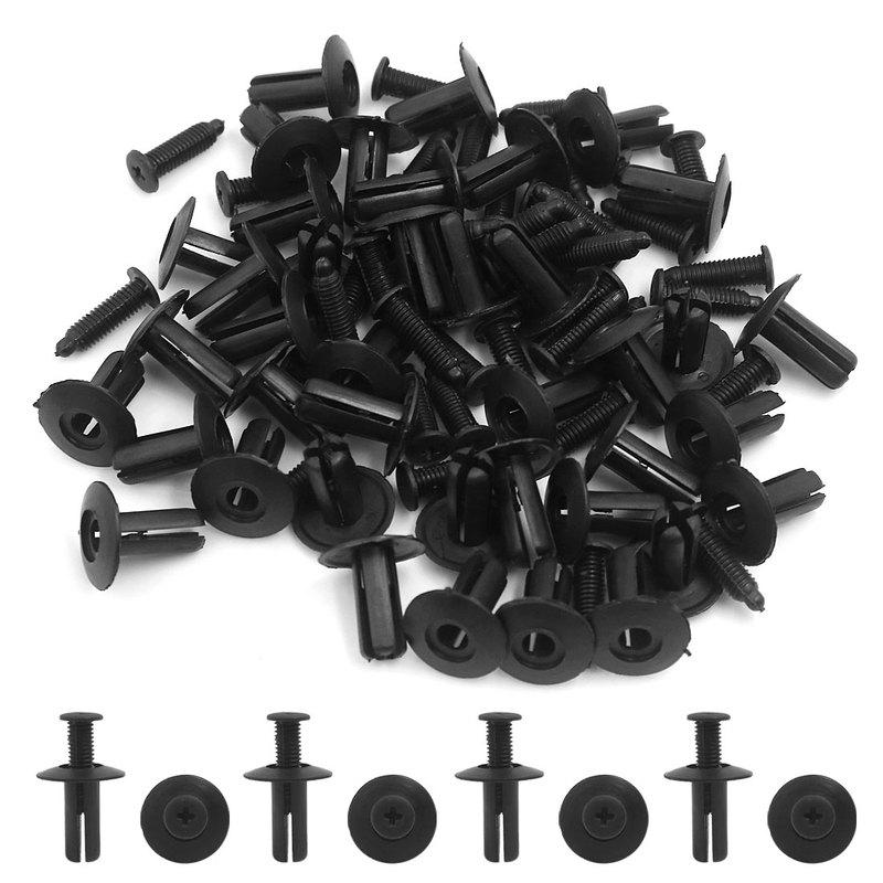X Autohaux 8mm Hole Plastic Rivets Fastener Fender Bumper Push Pin Clips Black 8mm x 20mm x 20mm