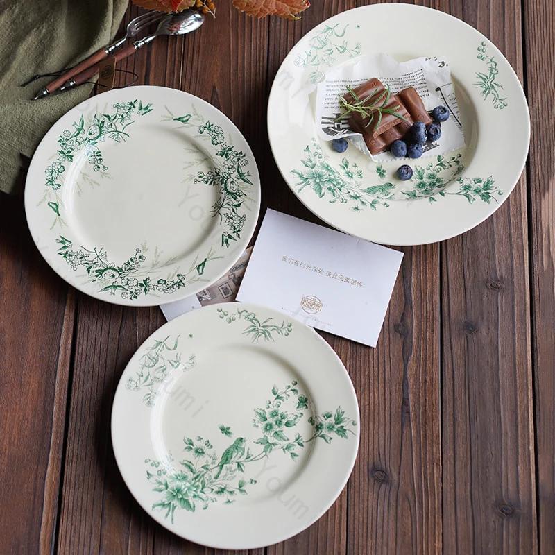 Vintage Französischer Stil Keramikteller Nachmittagstee Snacks Desserts Köstliche Gerichte Speiseteller Exquisites Haushaltsgeschirr