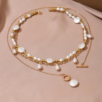 Pearl Sweater Chain European and American Light Luxury High-end Necklace Female French Retro Stacked Wearing Long Collarbone Chain