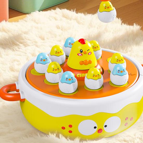 1 Set Chicken Launching Fishing Toy Rotating Turntable Cartoon Chick Bounce Catch Board Game Interactive Toddlers Educational