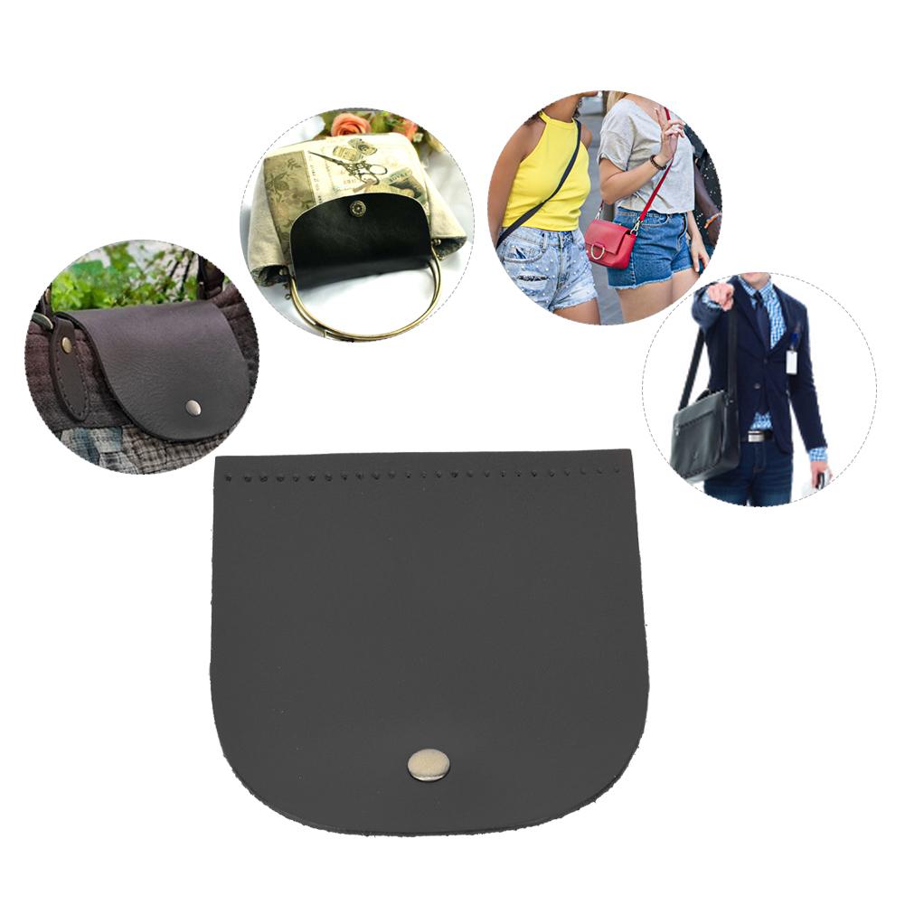 Bag Cover Split Leather Magnetic Buckle Hand Made Handbag Parts with Bronze Accessories 12.6x13.7cm(Brown )