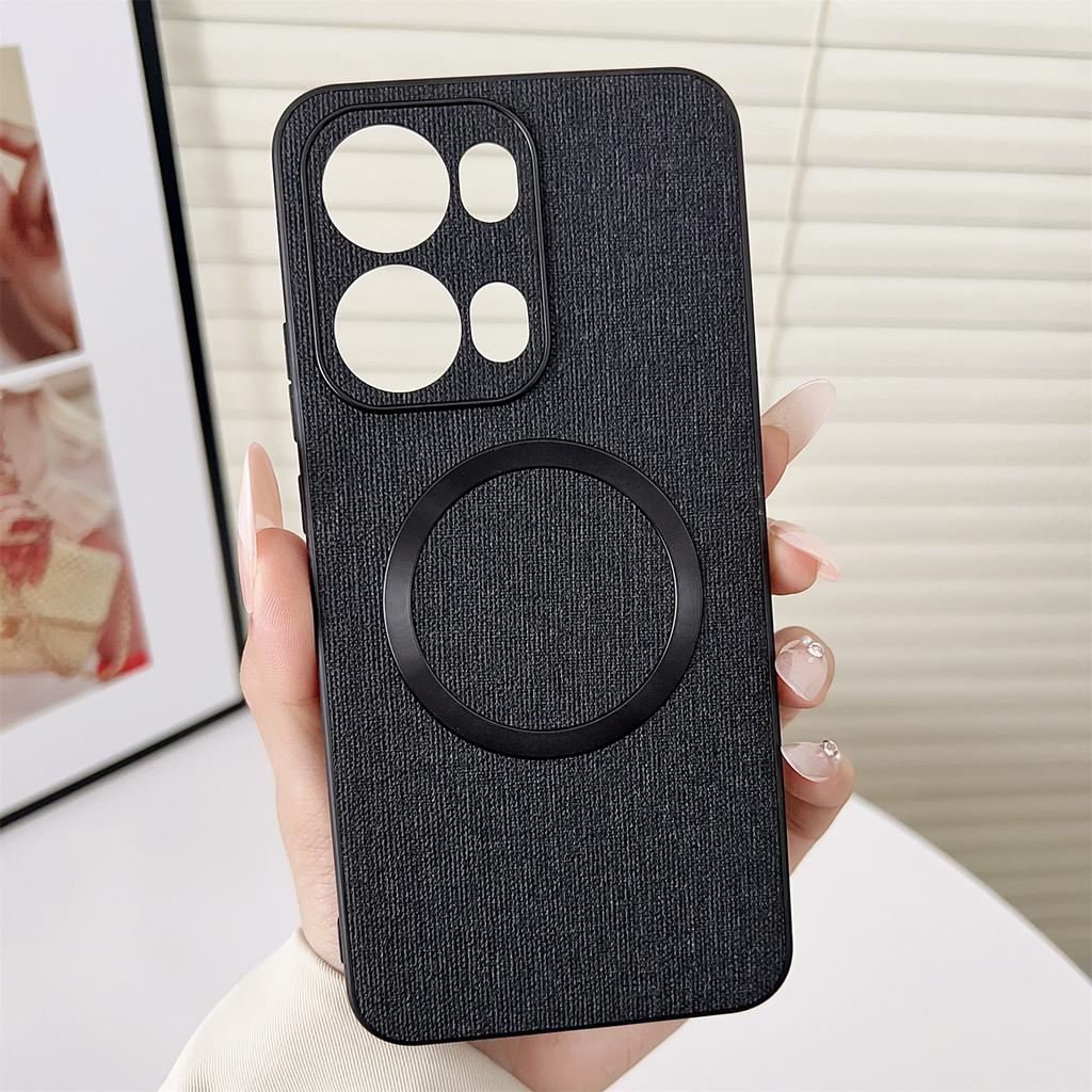 For Oppo Reno13 Pro 5G Case Drop-Proof TPU+Cloth Back Phone Cover Compatible with MagSafe
