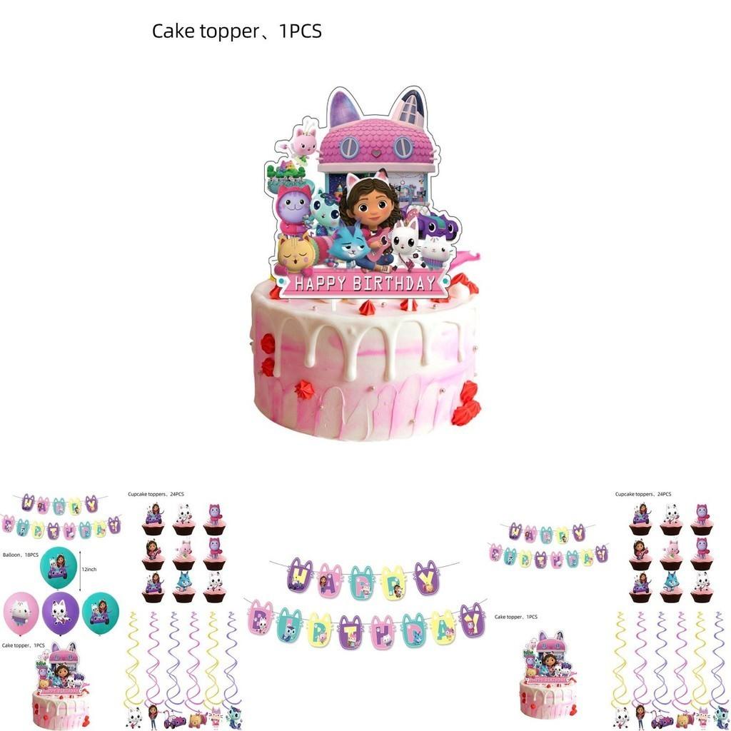 Whimsical Gabbys Dollhouse Party Supplies Featuring Durable Banners Balloons And Themed Cake Toppers