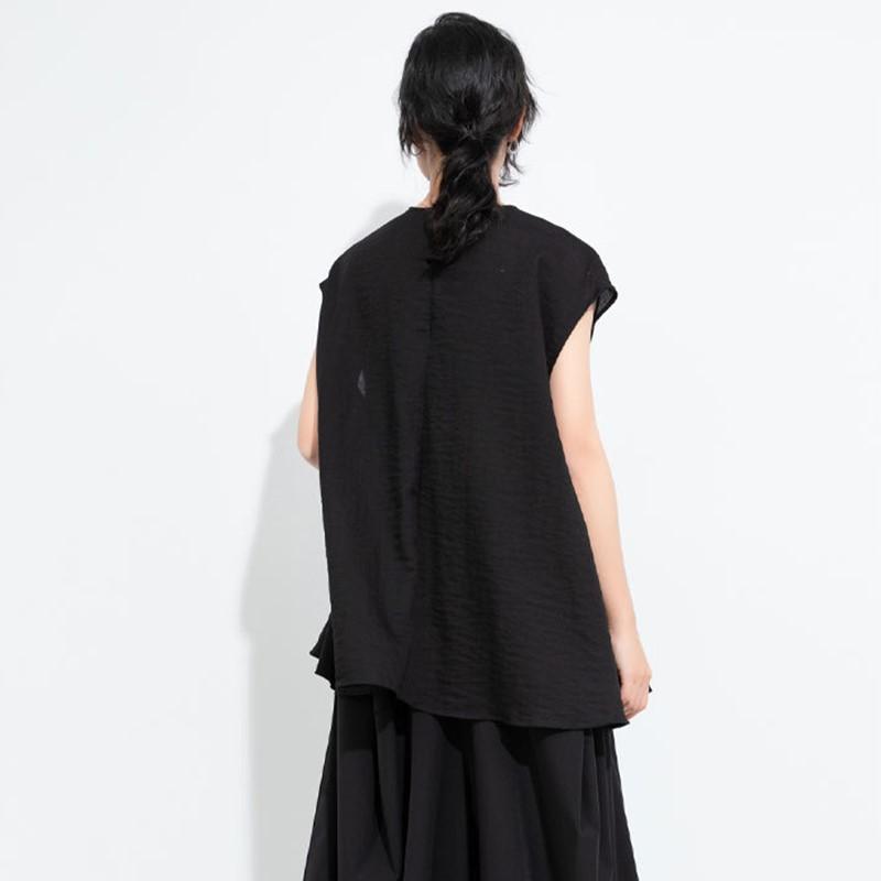 Sleeveless Oversized Black Casual Loose Summer Tee T Shirt Women T-shirt Tops