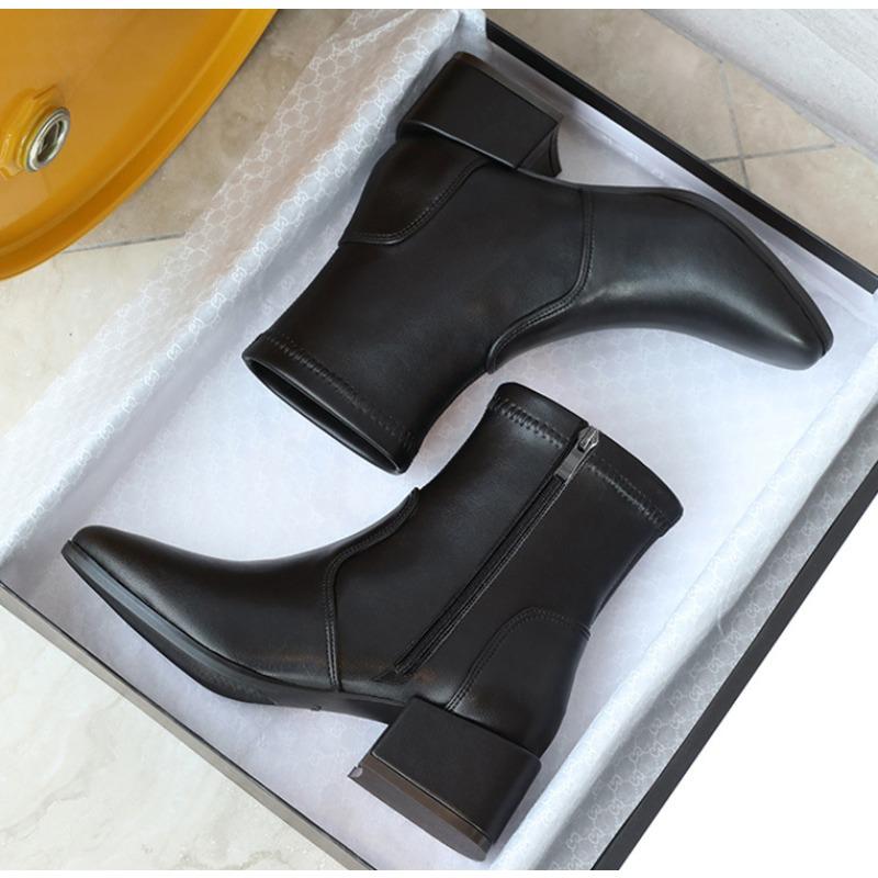Size 32-43 Thick Heel Women Short Boots Fashion Slimming Ankle Boots Classic Style Autumn Winter Female SquareToe Women Boots