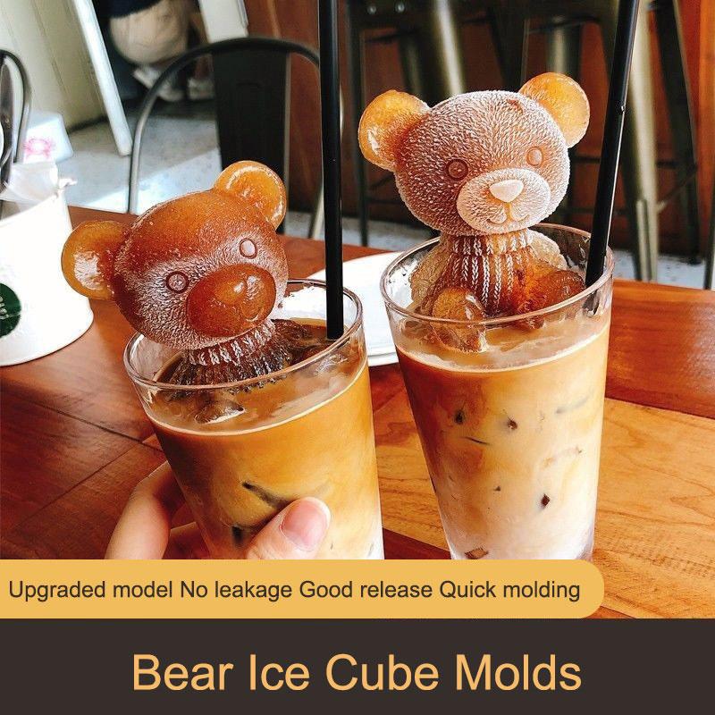 Two Sizes Of Bear Ice Cube Molds, Silicone Bear Ice Cube Molds, Ice Ball Mold Suitable For Milk Tea And Coffee, Ice-Tray