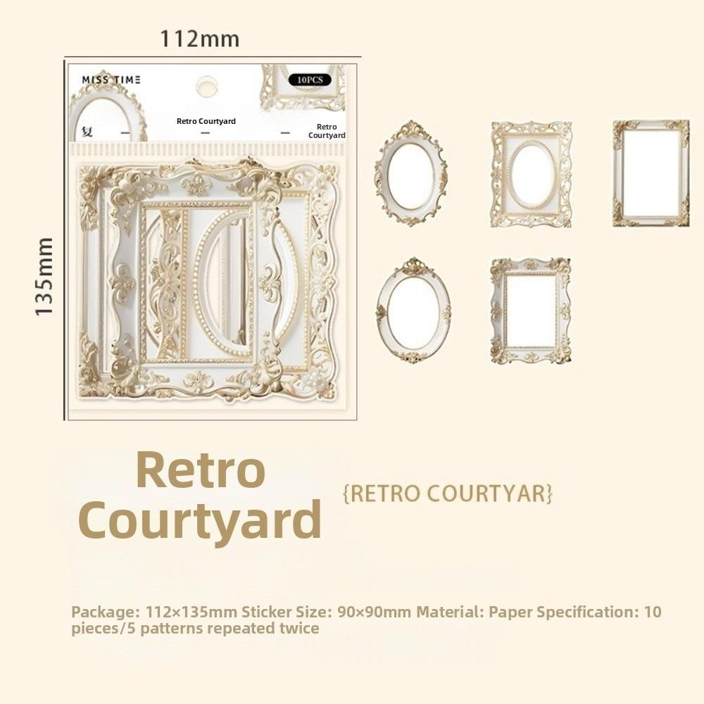 

A Set Relief Texture Retro Picture Frame Stickers Hollow-Out Pattern Vintage Frame Collage Cards Creative Multi-functional