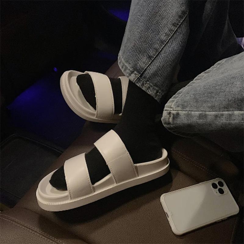 Thick-soled Sandals and Slippers Women's Summer Ins Tide Net Red Fashion Wear Retro Hong Kong-style Harajuku Style Beach Shoes