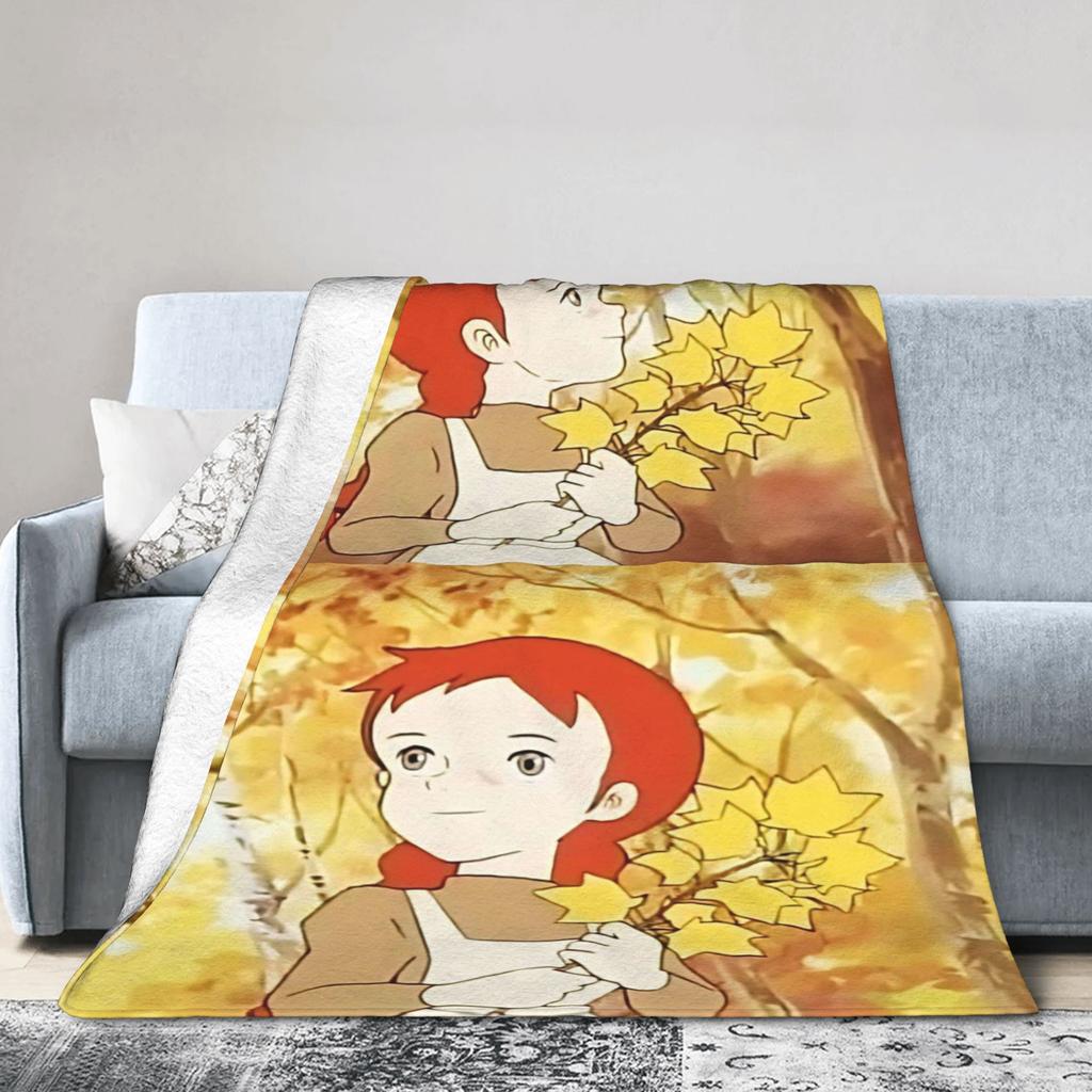 Soft BlanketKids Camping Cartoon manga A-Anne of Green Gables Throw Blanket Flannel Bedspread For Outdoor Print Sofa Bed Cover