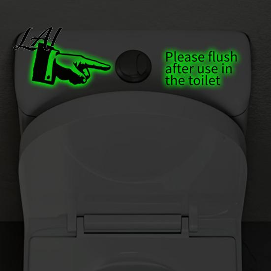 Luminous Bathroom Reminder Decals Glow in The Dark Toilet Sticker Finger And Remind to Flush Home Decor for Public Restrooms Design Waterproof