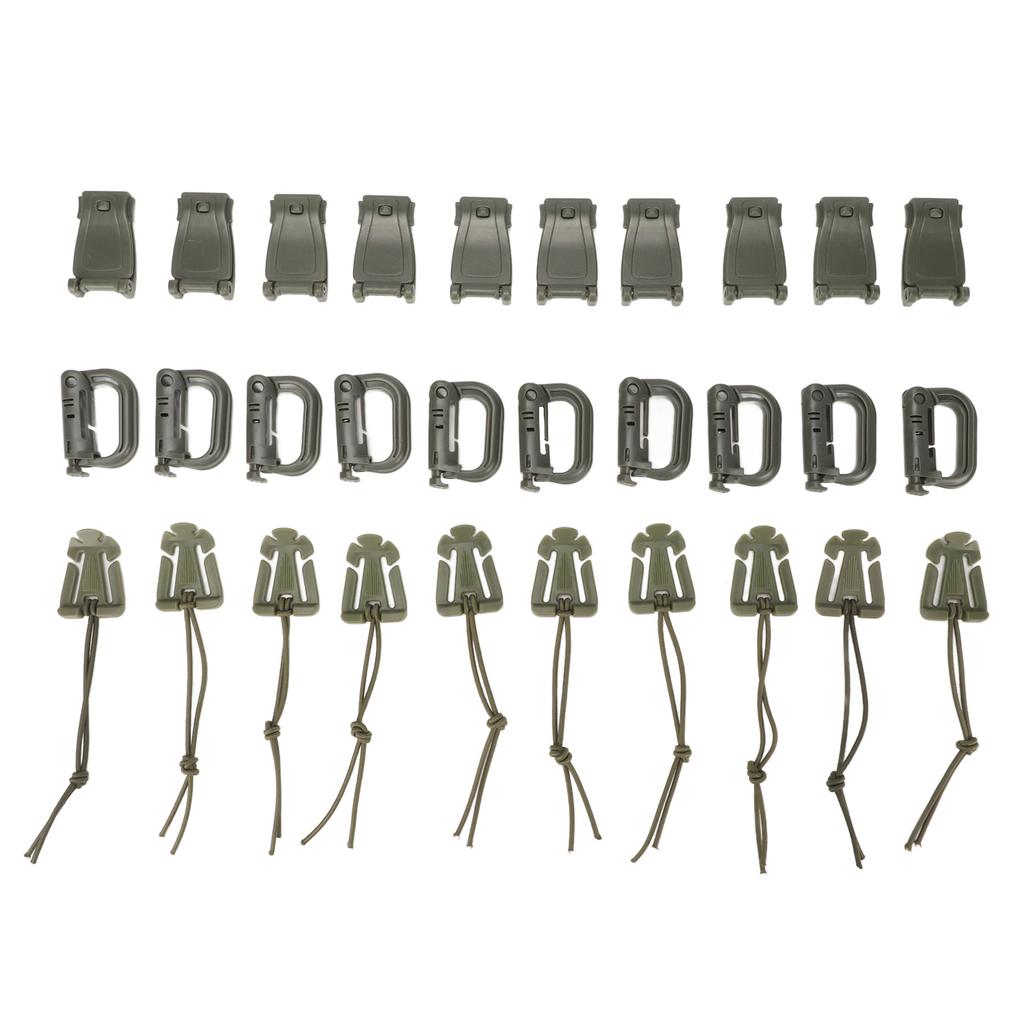 30 Pieces Backpack Bag Clip Strap Set with D Grimlock Locking Web Dominator Elastic St s Strap Management Tool Buckle