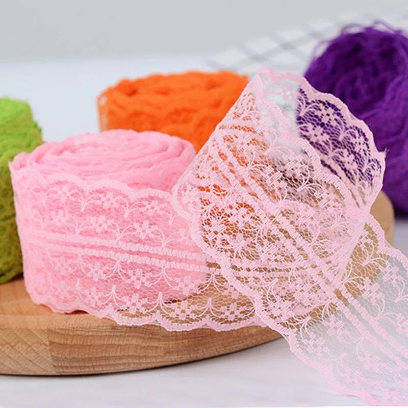 10Meters/Roll 43mm Lace Ribbon Handmade Material DIY Apparel Sewing Fabric Blue Purple Green Pink Red Black White Lace Trimming