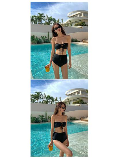 Korean Style High-Waisted Bikini: New 2025 Sexy Split Swimsuit with Triangle Bottoms for a Leg-Lengthening Look