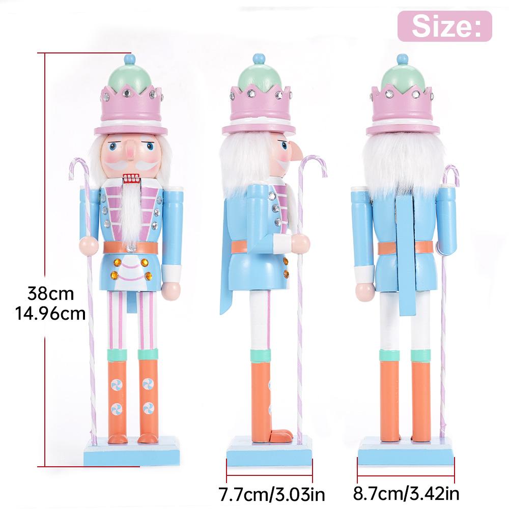 38CM Nutcracker Soldier Puppet Candy Series Combination Wooden Craft Christmas Tree Pendant Family Festival Decoration Gift