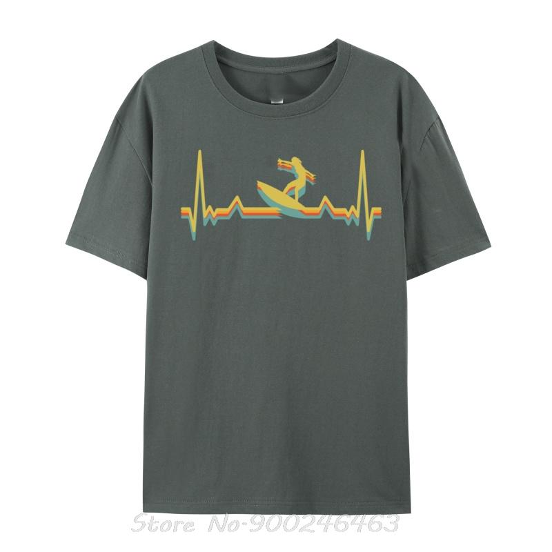 Female Surfer Heartbeat Retro Surfing Heartbeat February Limited Edition cotton Tshirt Oversized Unisex T shirt Fitness Tees