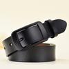 Womens Genuine Leather Belt With Square Pin Buckle Slim 2.8cm Width Retro Minimalist Waistband Jeans Office Wear