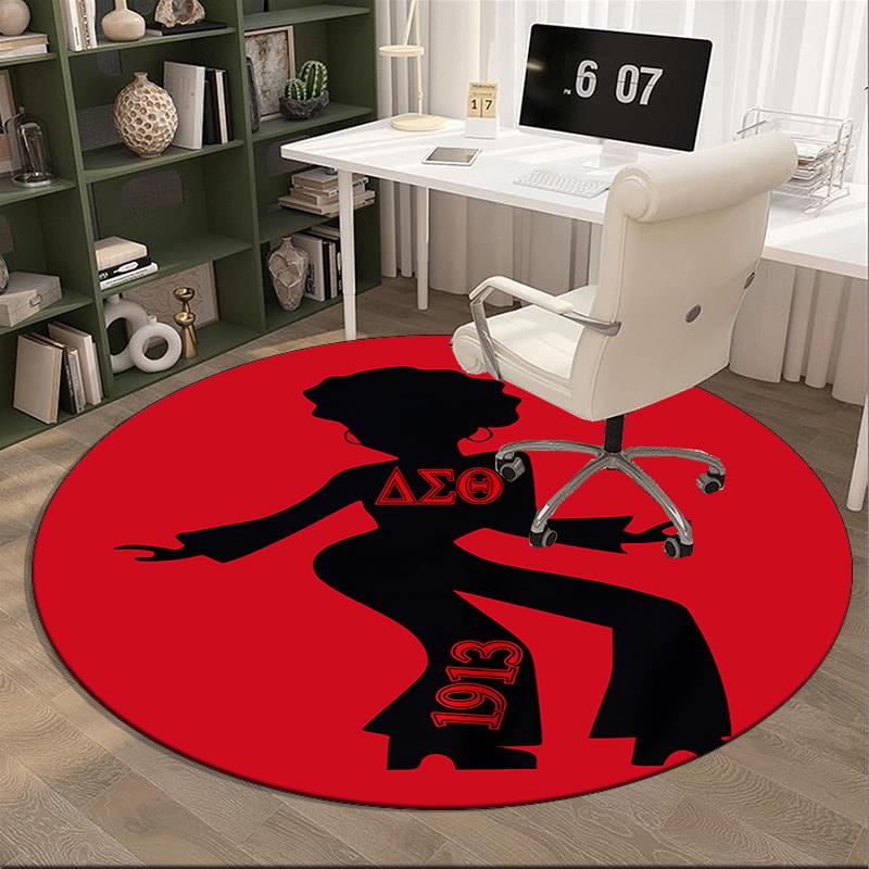 Delta Sigma Theta Round Rug for Livingroom,Bedroom, Palyroom, Chair Rug, Area rug, Circle Carpet, Fan Christmas gift