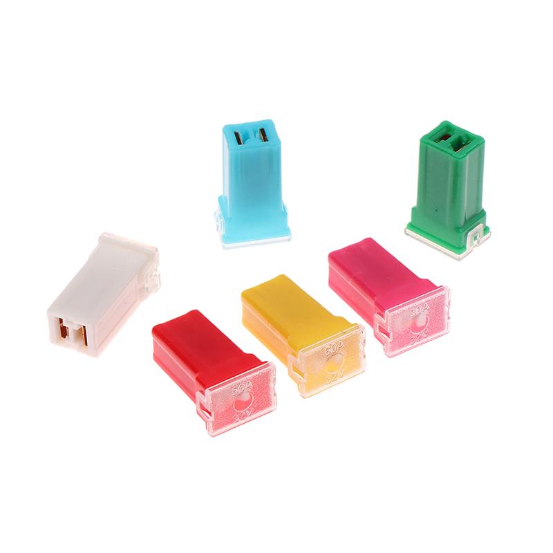 30Pieces/Box Auto Fuses Pal Square Long Foot Plug-In Fuses 20A-60A Square Car Fuse Box Waterproof Sockets