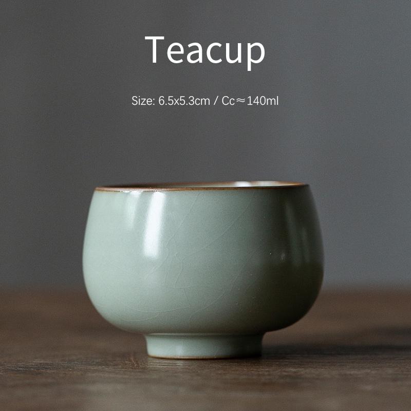 140ml Tianqing Ceramic Tea Cup Vintage Handmade Ru Porcelain Crackle Master Cup