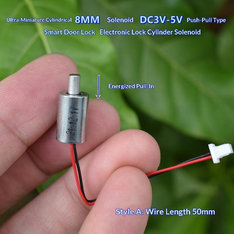 Dc 3V 3.7V 5V Mini Tiny 8Mm Cylindrical Suction Type Push-Pull Linear Solenoid Electromagnet Cylinder Diy Fingerprint Lock