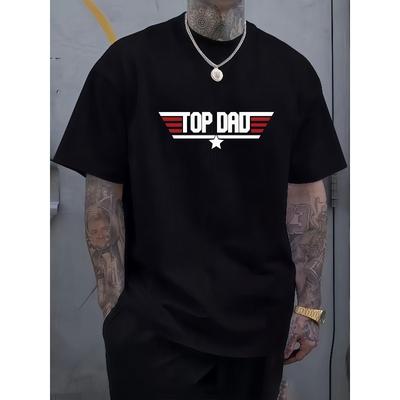 Europese maten Heren Grafisch T-shirt - Rood & Tekst met Top Papa Opdruk - Robuust Casual Ronde Hals Korte Mouw T-shirt - Comfortabele Stof