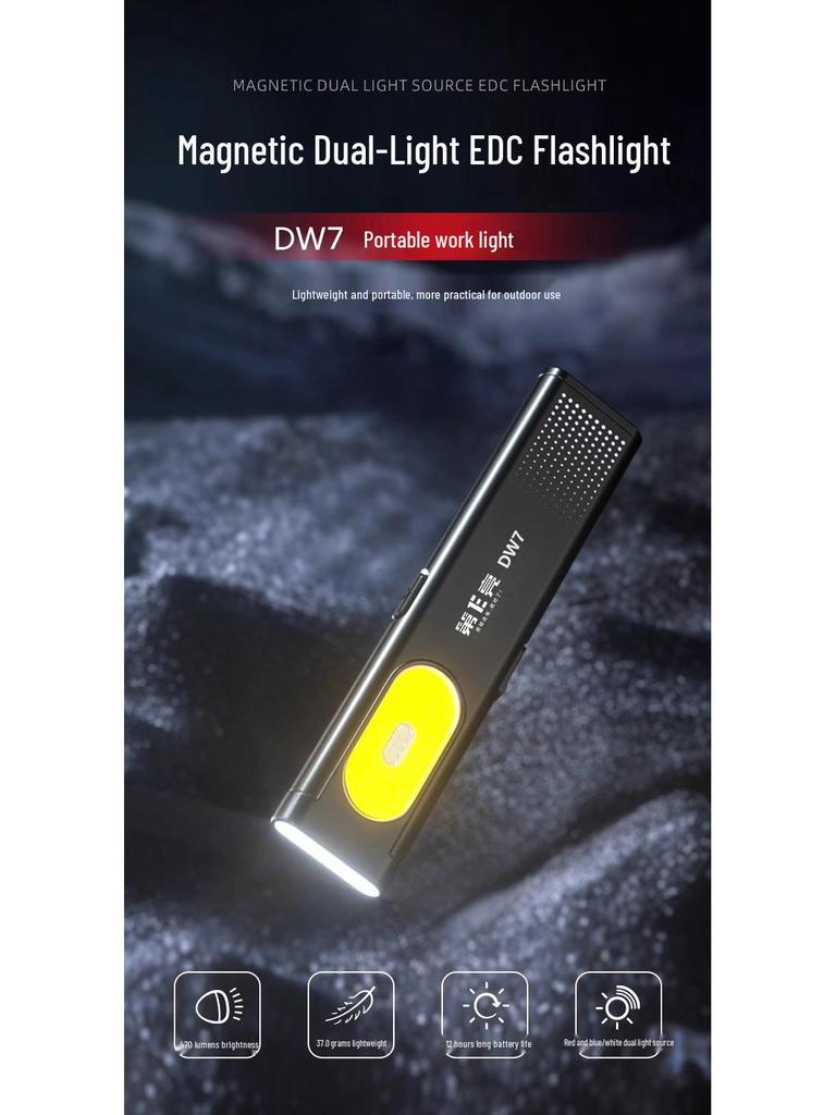 Ultra-Thin Magnetic Dual-Light Flashlight: High-Intensity, Portable, Mini Pen Light with Cap Clip and Long Battery Life for Auto Repair