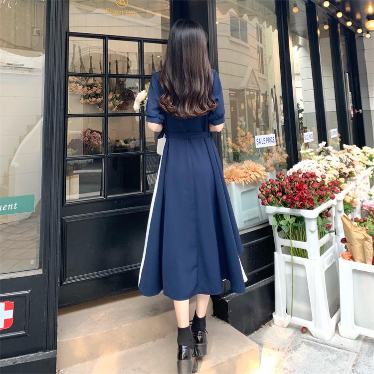 Women's Summer Fake Two Pieces Shirt Dresses Casual Korean Chiffon Mesh Patchwork Dress Elegant Sweet Midi Dresses