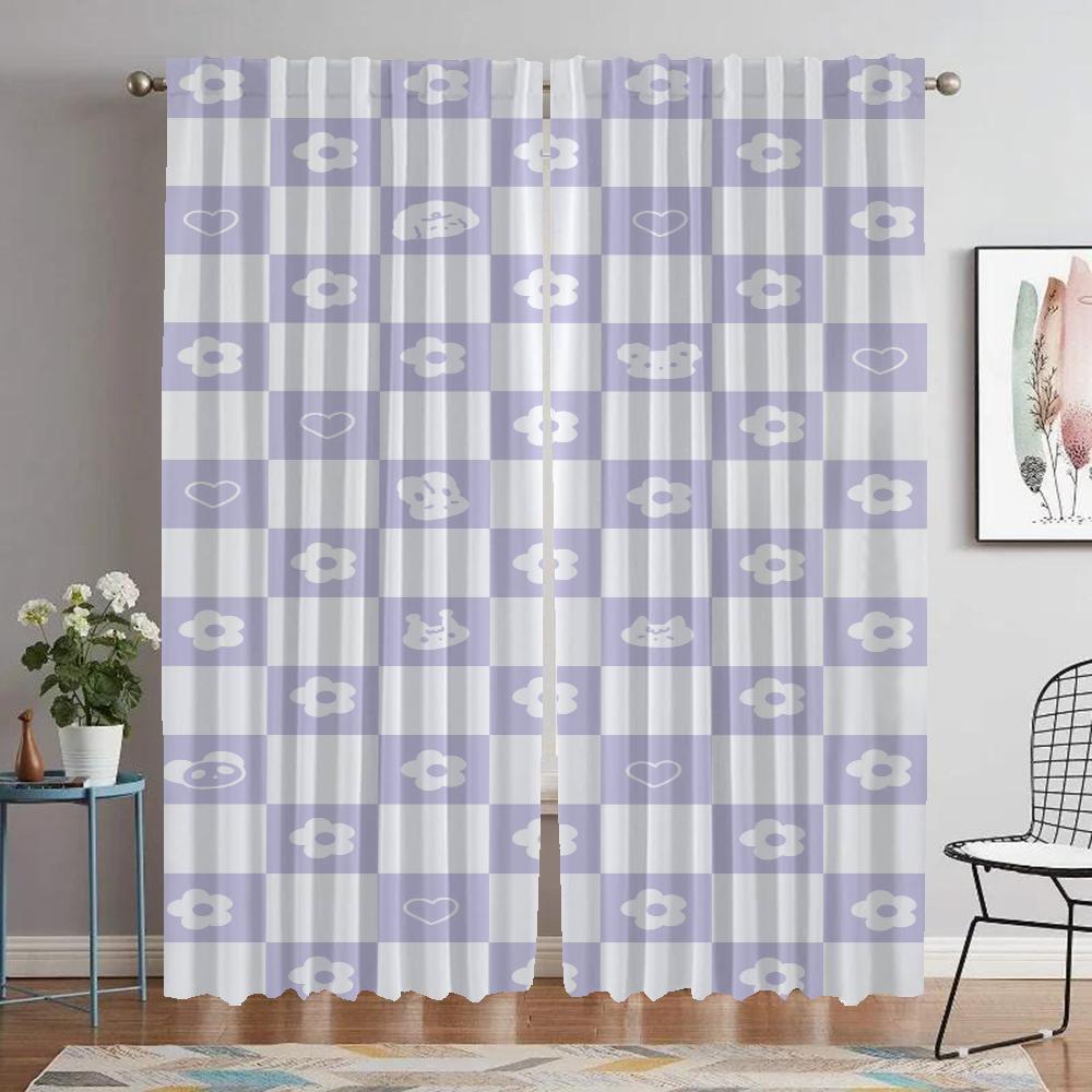 Köksgardiner för vardagsrum Gardin Rutiga rullgardiner Halloweendekoration Avskärmning Heminredningsgardiner 2 stycken