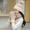 Winter Sweet and Cute Student Scarf Gloves Hat Three-piece Set Women's Warm Windproof Girls Knitted Wool Hat
