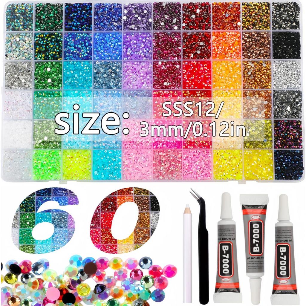 Strass colorati in resina da 3 mm: 40 Colori AB e Gelatina per Abbigliamento Fai-da-Te, Nail Art e Telefoni