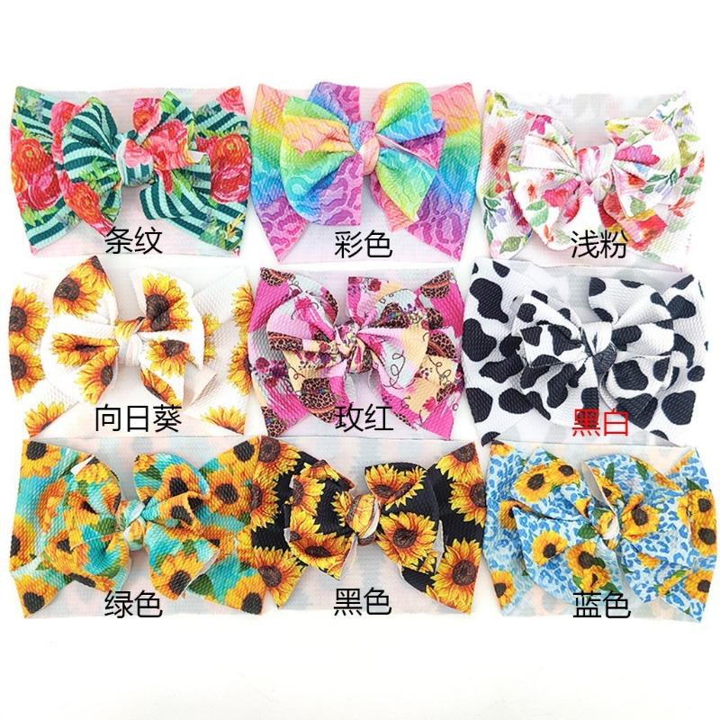 New Baby Headband, Cute Floral Seamless Wide-brimmed Children's Headscarf, Bow Baby Hair Accessories